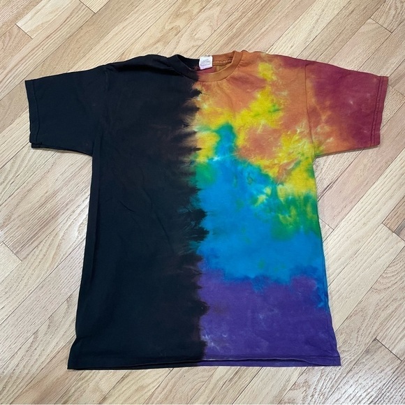Tie dye tshirt short sleeve youth XL sunrise galaxy rainbow black - Picture 2 of 5